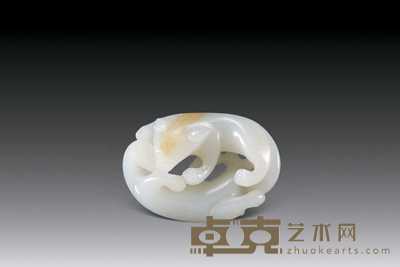 清中期 白玉双獾 长7cm